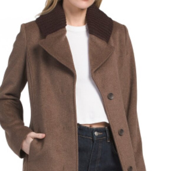 COLE HAAN Portabella Wool Blend Shawl Collar Coat - Picture 3 of 3